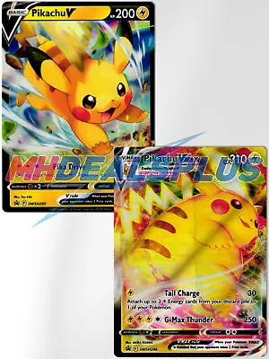 $4.95 • Buy NM Pokemon Pikachu V SWSH285 + Pikachu VMAX SWSH286 Black Star Promo Cards