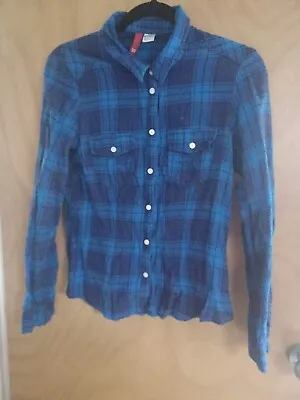 Blue Check Tartan Shirt Ladies H&m 10 • £6