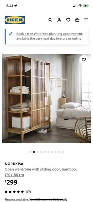 £230 • Buy IKEA NORDKISA Bamboo Wardrobe Rrp £299