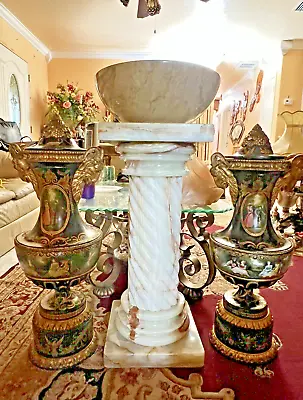 19th Century Onyx W Bronze Column Revolving Statue Pedestal French Empire Style • $309825