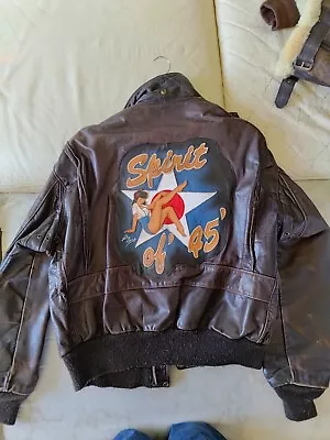 SCHOTT Leather Vintage Customized Jacket Size 46 • $180