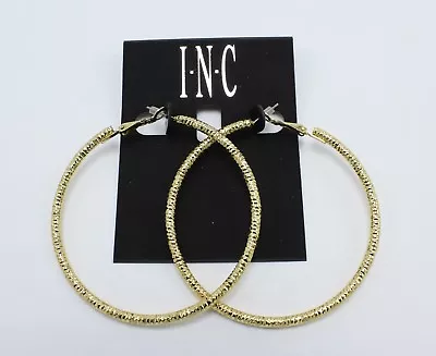 Beautiful New Gold Textured Hoop Earrings By INC. #E1031 • $7.99