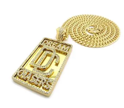 ICED CZ MEEK MILL DREAM CHASERS DC PENDANT W/ 6mm 36  CUBAN CHAIN BLING NECKLACE • $37.95