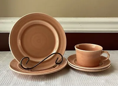 VTG 5-piece Metlox Colorstax Pottery Plates Cup & Saucers Orange Color USA • $65