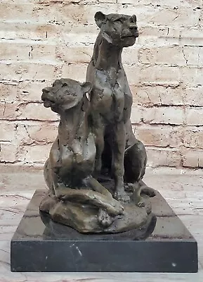 Milo's Bronze Sculpture Abstract Mountain Lion Pair Museum Quality Artwork • $599