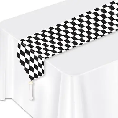 Black Checker Paper Table Runner Car Racing Birthday Party Decorations • $4.89