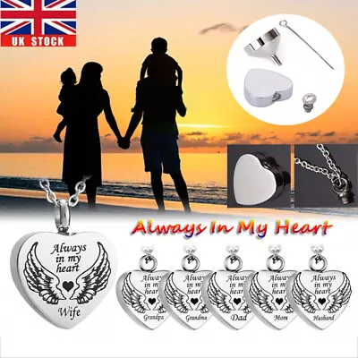 Urn Necklace Cremation Jewellery Heart Pendent Ashes Keepsake Memorial Locket  • £8.59