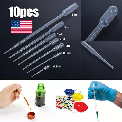 10Pcs Disposable Graduated Plastic Pipettes Dropper Transfer Oils Perfume US • $1.61