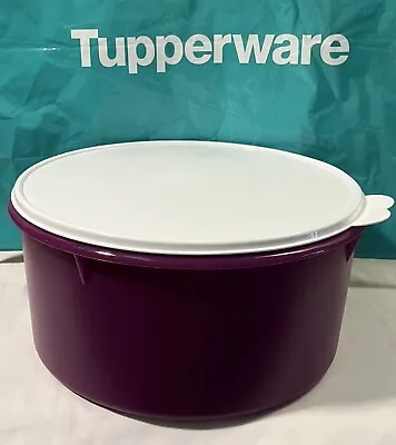 Tupperware Round Canister Cake Keeper Mega Bote Refri 2.5gal Carry All Purple.. • $45.95