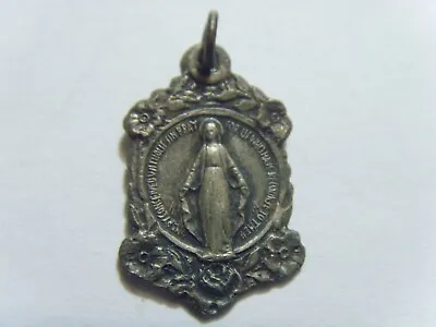 Antique Catholic Saint Miraculous Mary Religious Shield Pendant 52394 • $49.99
