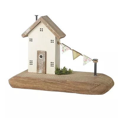 Heaven Sends Rustic Wooden House With Garland Ornament Nautical Home Accessory • £11.49