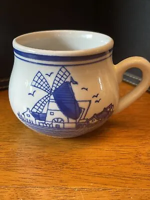 $22.71 • Buy Vtg Blue White Coffee Cup Hand Painted Windmill Floral Tea Mug  3 1/4  Tall
