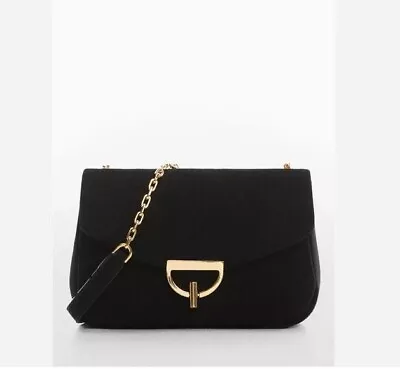 MANGO MNG Bruna Suede Crossbody Bag Purse - BLACK • $30