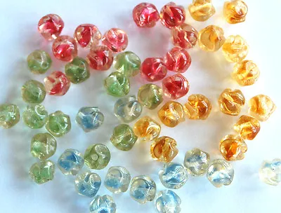 VINTAGE 12 WEST GERMANY BAROQUE NUGGET GLASS BEADS • 7mm • Assorted Givre Colors • $2.99