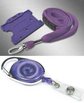 £96.77 • Buy ID Neck Strap Lanyard ID Card Holder & Retractable Reel Pass Badge Holder Purple