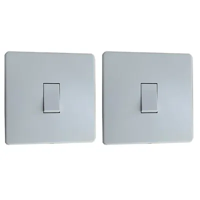 2x Screwless Premium White Plastic Light Switch Socket Dimmer Toggle Fuse • £7.95