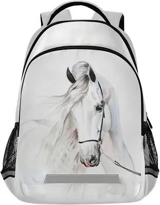 White Horse Backpack For Students Boys Girls School Bag Travel  • $55.76