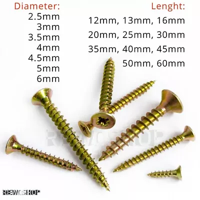 £1.89 • Buy Wood Chippy Screw Yellow Pozi Countersunk Woodscrews Chipboard Screws 2.5 To 6mm