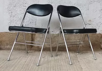 Vintage Folding Chair 70s Chair Space Age Chrome 70er Retro 1/2 • $79.89