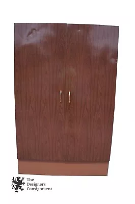 Vintage Mid-Century Modern Metal Faux Wood Veneer Cabinet Storage Cupboard • $363.33