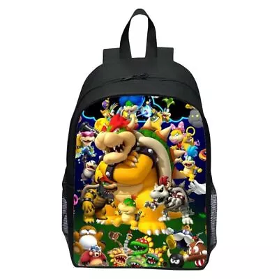 Super Mario Bowser Koopa Backpack Boys Anime School Bag Girls Shoulders Bag Gift • £14.64