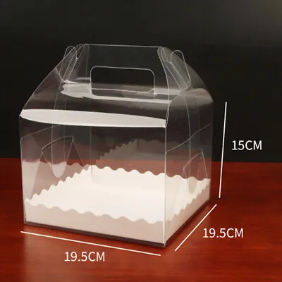10PCS Clear PVC Cake Boxes With Handle Wedding Birthday Party Favour Cupcake Box • $77.16