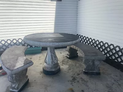 Concrete Garden Table With Two Benches • $600