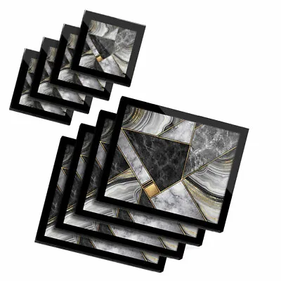 £59.99 • Buy 4x Glass Placemates & Coasters  - Marble Granite Agate Effect Collage  #21844