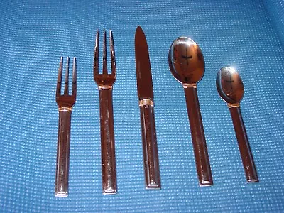 Mikasa Deco Laslo 5 Pc Setting Stainless 18 8 Gold Accent Flatware Modern Japan • $32.95