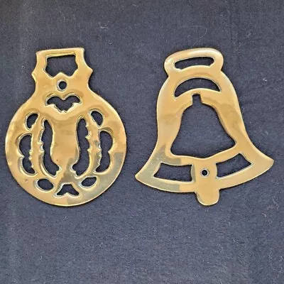 Vintage Horse Brasses 1 With Bell And 1 With Thistle Design In Centre • £7