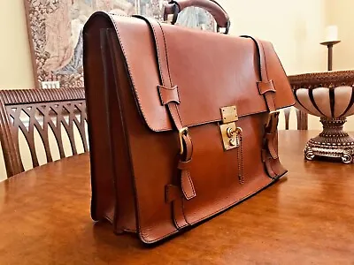 ENGLISH 1960's Double Strapped Military Style Leather Briefcase / Attache - UK • $349