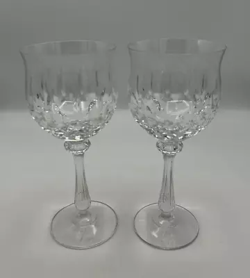 Mikasa Normandy Cut Crystal Goblets Water Wine Glasses 8  Set Of 2 • $22.95