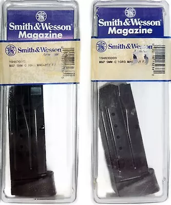 2 Smith & Wesson M&P 9MM Compact Finger Rest 10 Round Factory Magazine 194630000 • $74.95