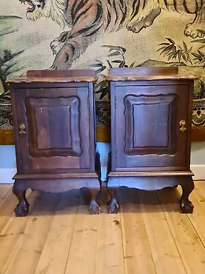 £295 • Buy Antique Pair Of French Mahogany Bedside Cabinets / Tables  Ball & Claw Feet