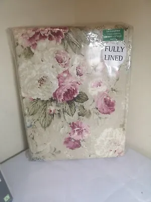 Brand New 46  X 90  Floral Pencil Pleated Curtains - Fully Lined • £14.99