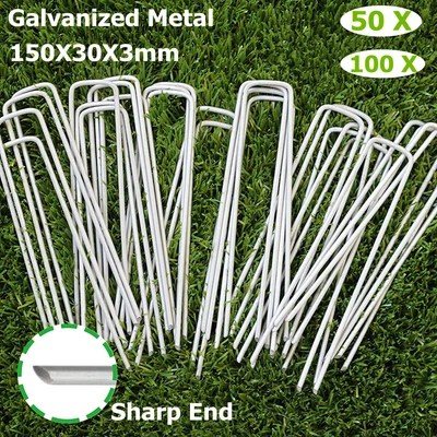 £20.99 • Buy 100x Weed Control Fabric Pegs Metal U Pins Galvanised Steel Securing Membrane UK