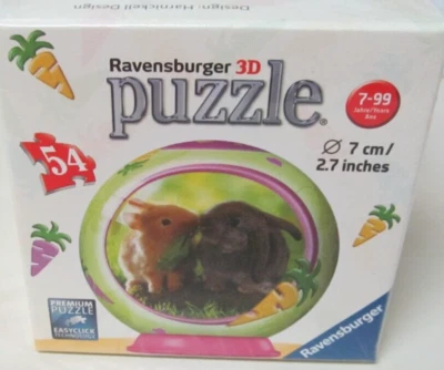 $5.99 • Buy NEW Ravensburger 3D Round Puzzle Ball ~ Rabbits Bunnies ~ 54 Pieces ~ 2.7 