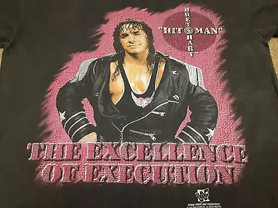 VTG 90s WWF 1996 Bret Hart Excellence Of Execution Wrestling T Shirt Youth XL • $41