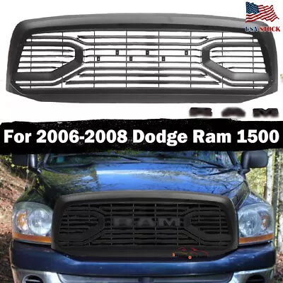 Black Big Horn Front Hood Grille Grill For 2006-2008 Dodge Ram 1500 W/Letters • $189.98