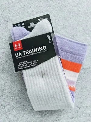 2 Pair Under Armour UA Youth Girl's Training Knee High Socks Purple Size Sm  NWT • $11.69