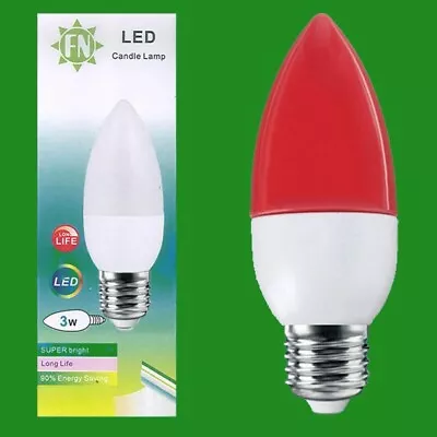 4x 3W LED Coloured ES E27 Candle Light Bulb Lamp Red Yellow Green Blue 85-265V • £7.99