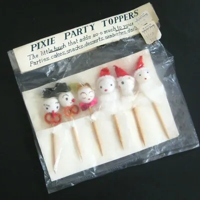 Christmas Pixie Party Toppers Cake Picks Vintage 50s 60s Original Package • $32.99