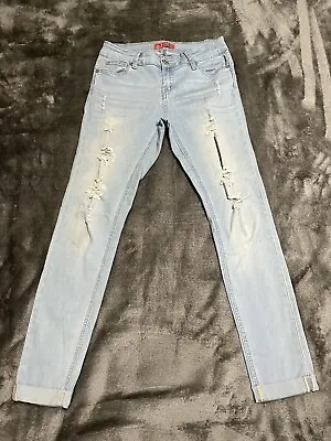 Wax Jeans Butt I Love You Destroyed Stretch Cuffed Shaping Size 3 (28x26.5) • $19.95