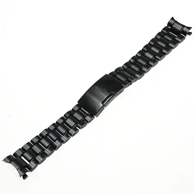 18mm Stainless Steel Watch Band Metal Bracelet Black Curved End Folding Clasp • $5.59