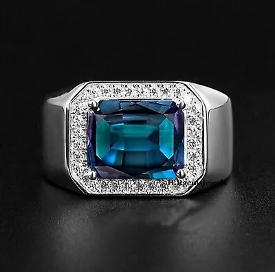 Alexandrite Octagon Cut Ring Mens Ring June Birthstone Ring Color Changing Ring  • $72