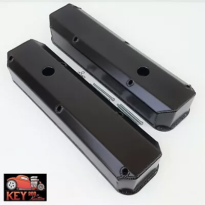 Fits Small Block Mopar Black Fabricated Aluminum Valve Covers Dodge  318 360 • $119.95