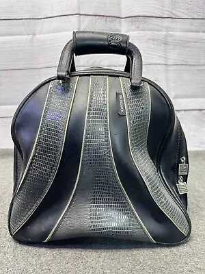 Vintage Brunswick Wind Hammer Black Gray Faux Snakeskin Retro Bowling Bag • $59.04