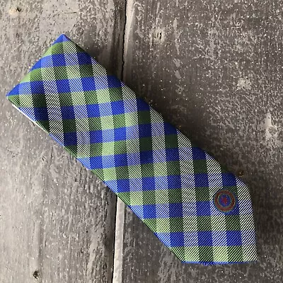 Captain America TIE Men's Blue Green Plaid 59  L 2.5  W Superhero Marvel • $19.98