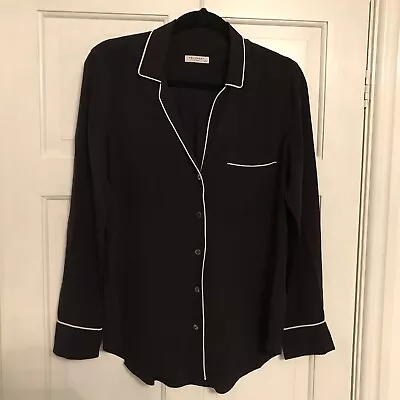 £21 • Buy Equipment Femme Black 100% Silk Blouse Shirt Size M Fit UK 12