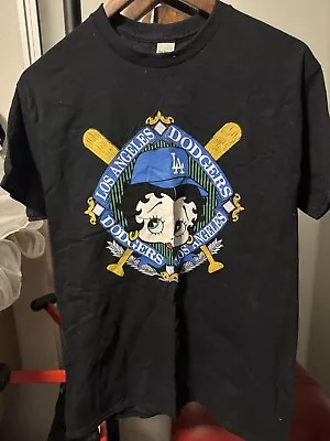 Vintage 90s  Betty Boop Dodgers Baseball Print T-Shirt Adult Medium • $18